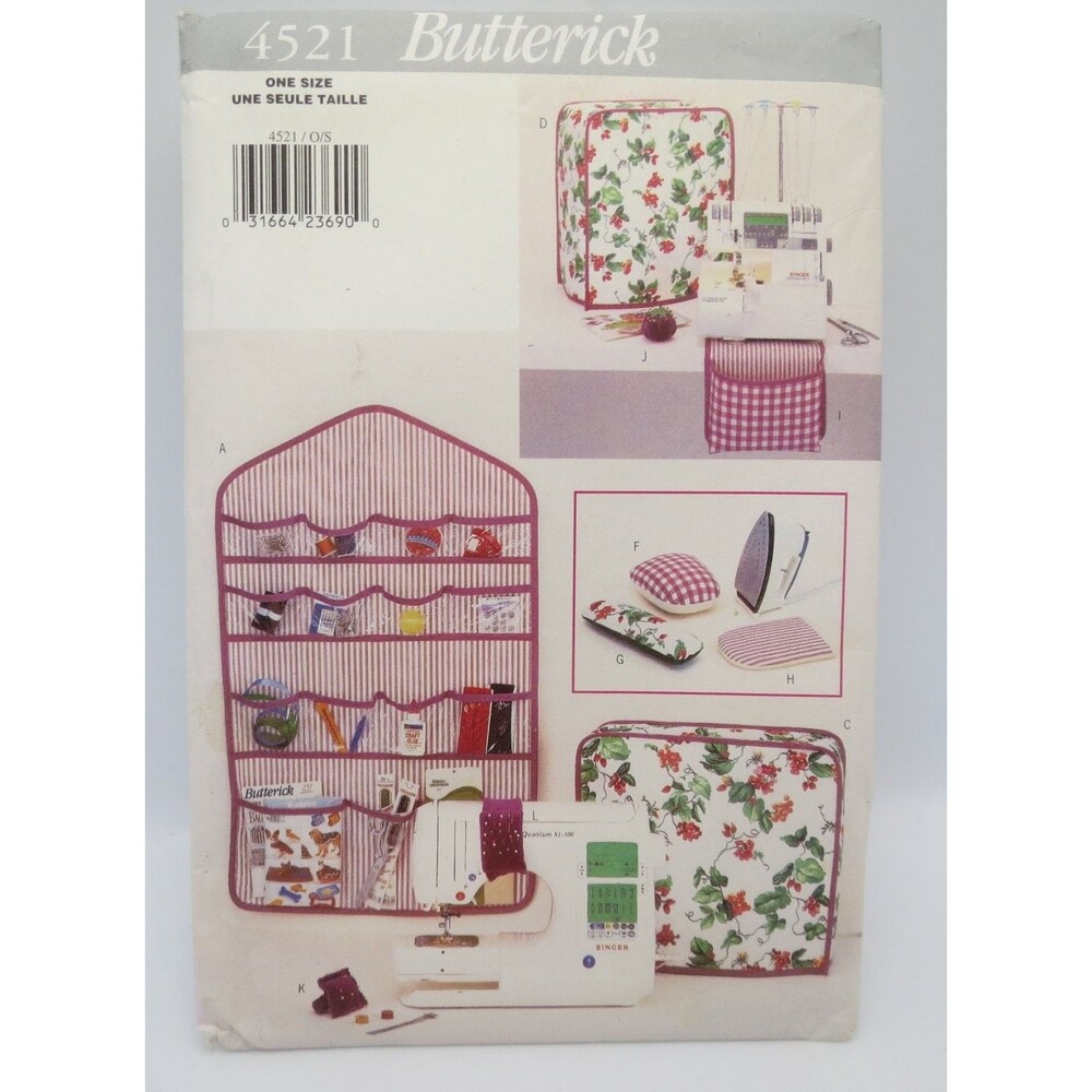 Butterick 4521 Sewing Accessories Organizer Machine Cover  1990s